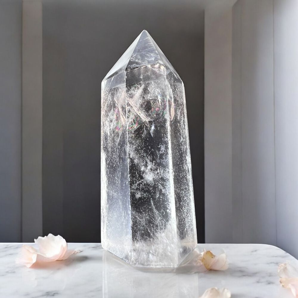 Clear Quartz Crystal Obelisk‎ Meditation Tower